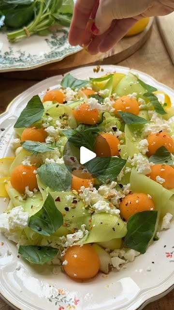Photo du plat : Salade Courgette, Concombre, Melon et Feta